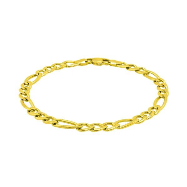 14k Yellow Gold Solid Figaro Bracelet (6.00 mm) - alternate view 2
