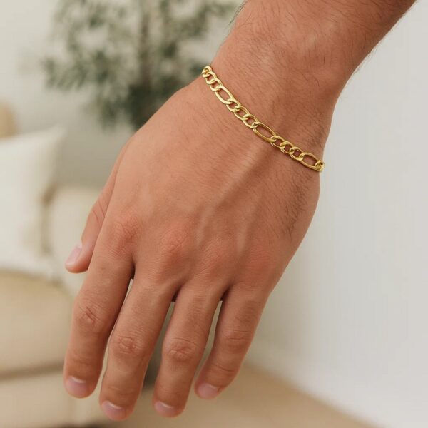 14k Yellow Gold Solid Figaro Bracelet (6.00 mm) - alternate view 4