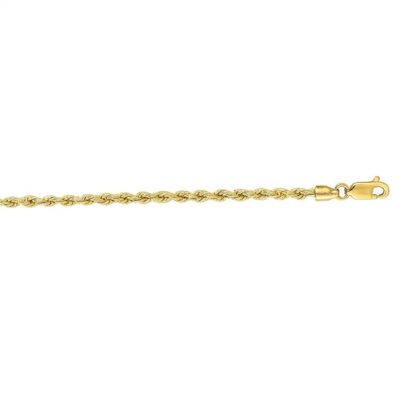 14k Yellow Gold Solid Rope Bracelet (2.50 mm) - alternate view 2