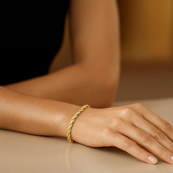 14k Yellow Gold Solid Rope Bracelet (2.50 mm) - alternate view 4