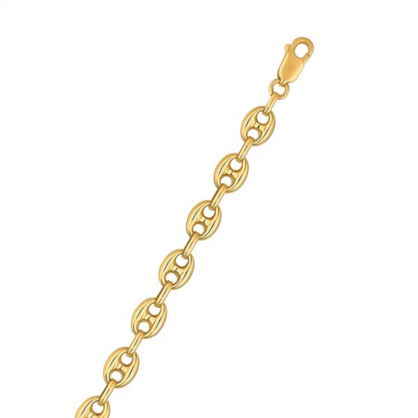 14k Yellow Gold Puffed Mariner Link Bracelet (6.80 mm) - alternate view 2