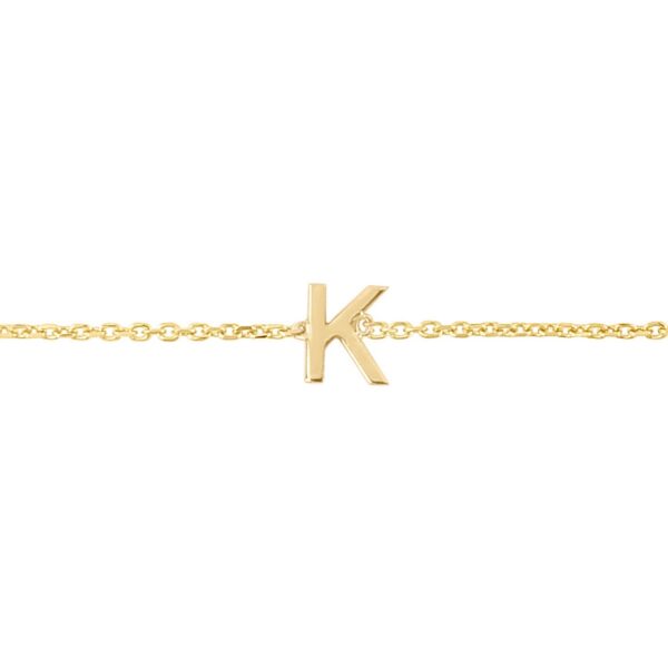 14K Yellow Gold Mini Initial K Bracelet - alternate view 3