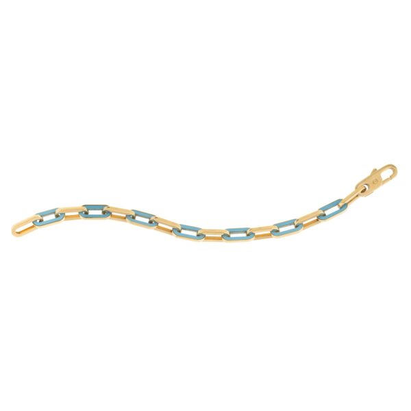14k Yellow Gold Turquoise Paperclip Gem Link Bracelet (7.00 mm) - alternate view 3