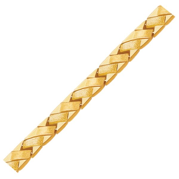 14k Yellow Gold Fancy Basket Weave Line Bracelet (4.85 mm) - alternate view 2