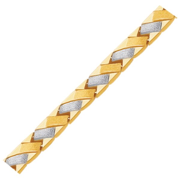 14k Two-Tone Gold Fancy Weave Bracelet with Contrasting Finish (6.35 mm) - alternate view 2