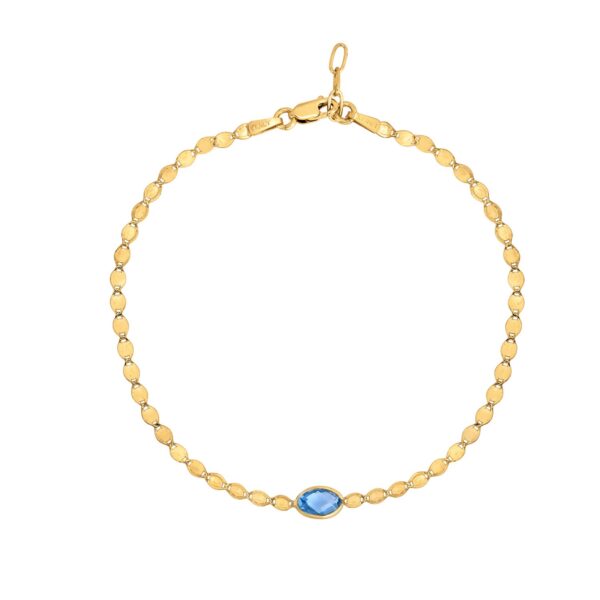 14K Yellow Gold Blue Topaz Mirrored Chain Bracelet (2.20 mm) - alternate view 2