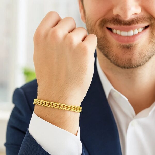 10k Yellow Gold Classic Miami Cuban Solid Bracelet (6.10 mm) - alternate view 4