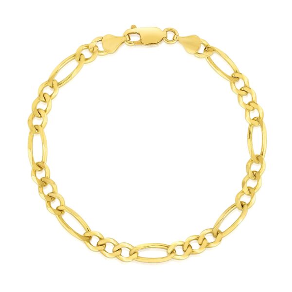 10k Yellow Gold Solid Figaro Bracelet (4.50 mm) - alternate view 2