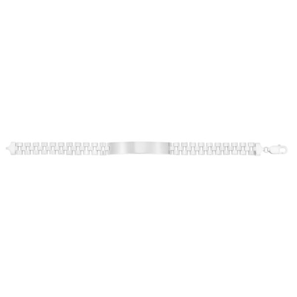Sterling Silver Rhodium Plated Railroad Chain ID Bracelet - alternate view 2
