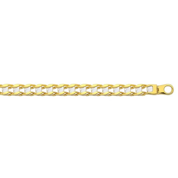 14k Two-Tone Gold Mens Bracelet with S Style Bar Links (7.85 mm) - alternate view 2