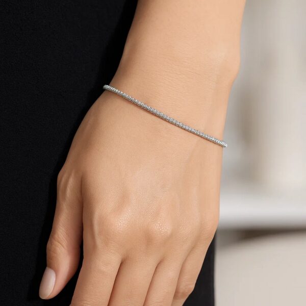 14K White Gold Sparkle Spring Chain Bracelet (2.10 mm) - alternate view 3
