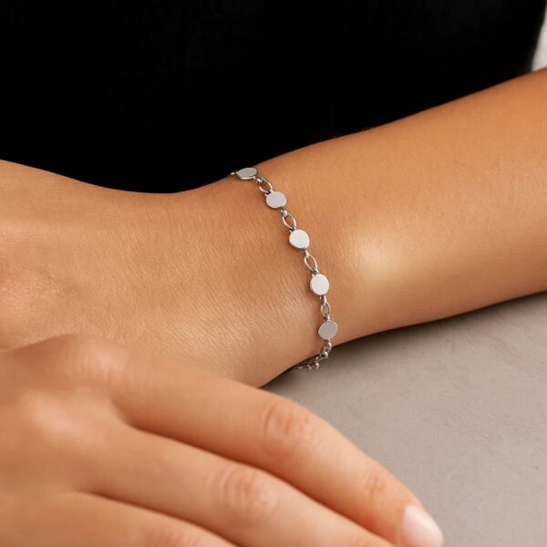 14k White Gold Bracelet with Polished Circles (4.00 mm) - alternate view 3