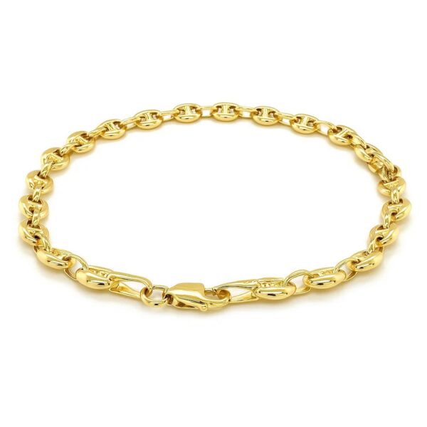 14k Yellow Gold Puffed Mariner Link Bracelet (4.70 mm) - alternate view 3