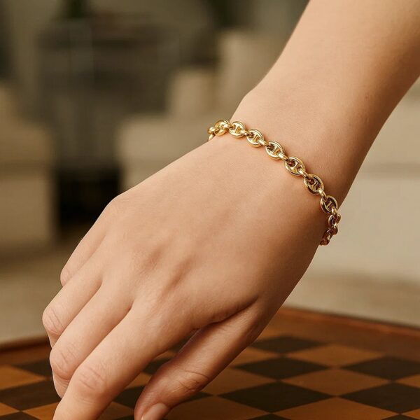 14k Yellow Gold Puffed Mariner Link Bracelet (4.70 mm) - alternate view 5