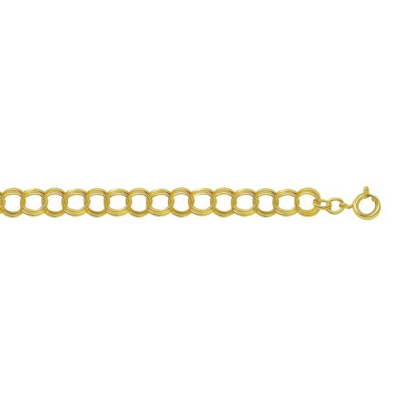 14k Yellow Gold Triple Link Charm Bracelet (5.00 mm) - alternate view 2