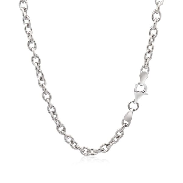 Sterling Silver Rhodium Plated Chain Bracelet with a Flat Heart Motif Station - alternate view 3