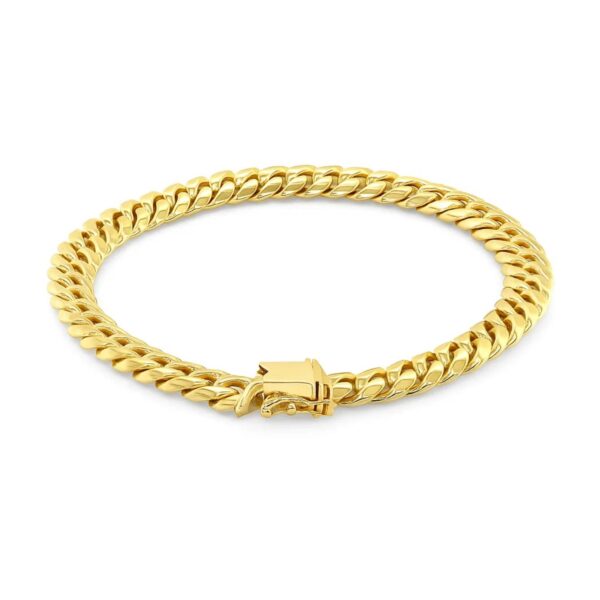 10k Yellow Gold Classic Miami Cuban Solid Bracelet (8.20 mm) - alternate view 2