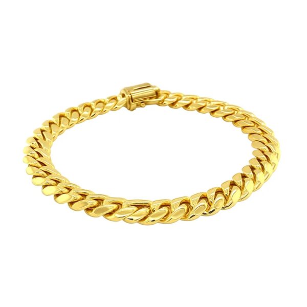 10k Yellow Gold Classic Miami Cuban Solid Bracelet (8.20 mm) - alternate view 3