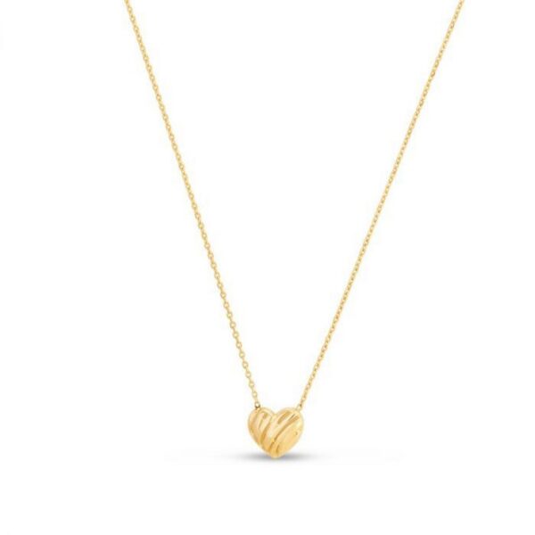 14k Yellow Gold High Polish Scribbles Heart Necklace - alternate view 2