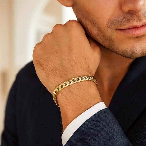 14k Yellow Gold Solid Miami Cuban Bracelet (5.00 mm) - alternate view 2