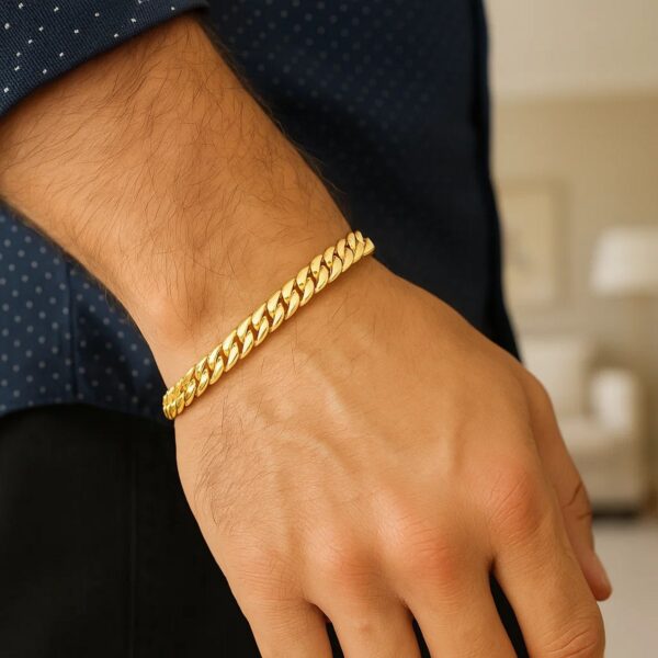 14k Yellow Gold Solid Miami Cuban Bracelet (5.00 mm) - alternate view 5
