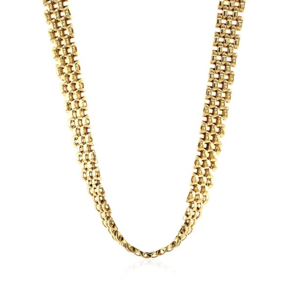 14k Yellow Gold Fancy Polished Multi-Row Panther Link Necklace - alternate view 2