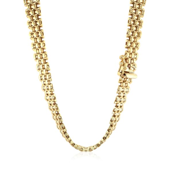 14k Yellow Gold Fancy Polished Multi-Row Panther Link Necklace - alternate view 3