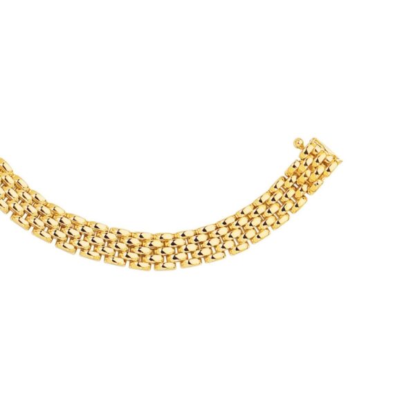 14k Yellow Gold Fancy Polished Multi-Row Panther Link Necklace - alternate view 4