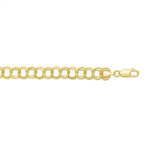 14k Yellow Gold Solid Double Link Charm Bracelet (8.00 mm) - alternate view 2