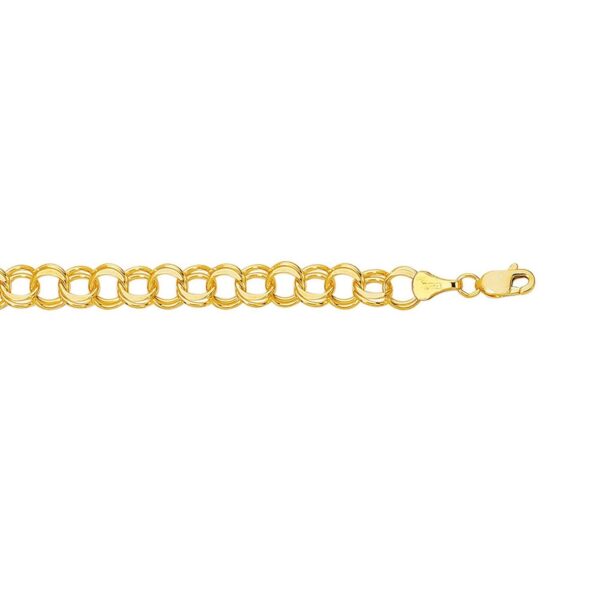 14k Yellow Gold Solid Double Link Charm Bracelet (7.00 mm) - alternate view 2