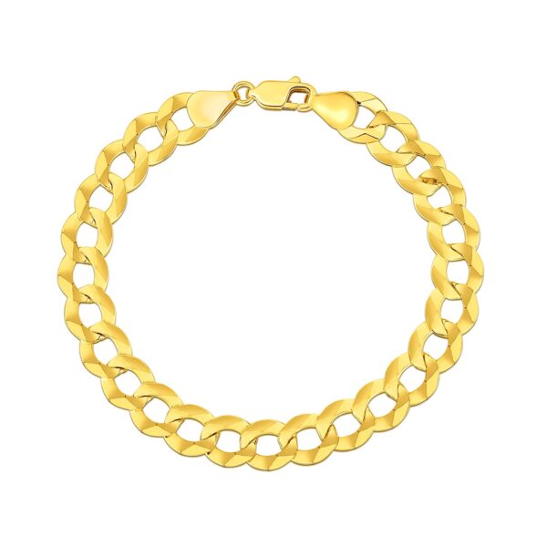 14k Yellow Gold Solid Curb Bracelet (10.00 mm) - alternate view 2
