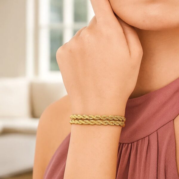 14k Yellow Gold Dual Row Rope Bracelet (4.80 mm) - alternate view 2