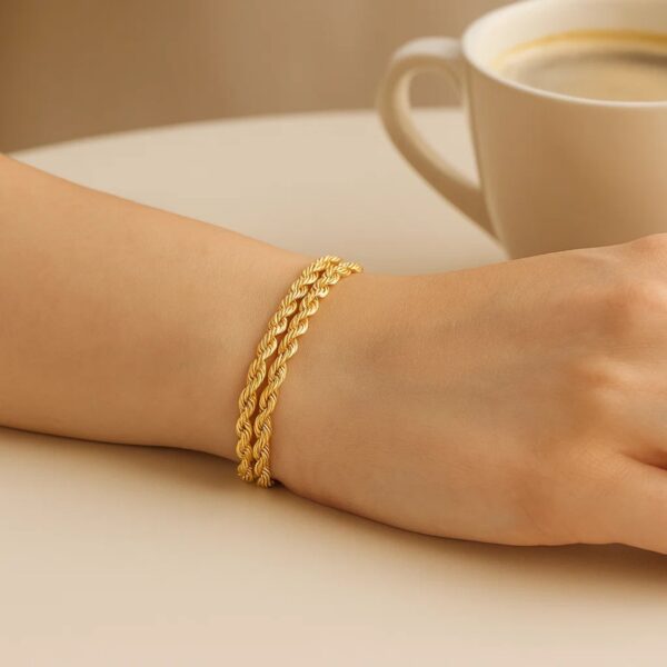 14k Yellow Gold Dual Row Rope Bracelet (4.80 mm) - alternate view 3