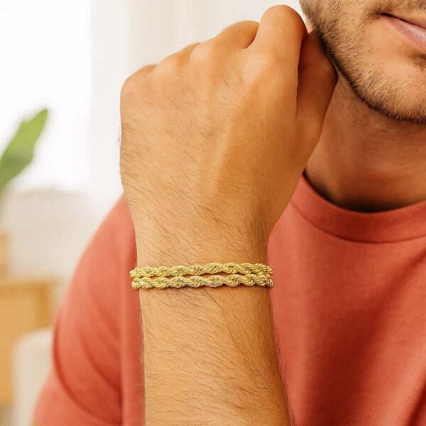 14k Yellow Gold Dual Row Rope Bracelet (4.80 mm) - alternate view 4
