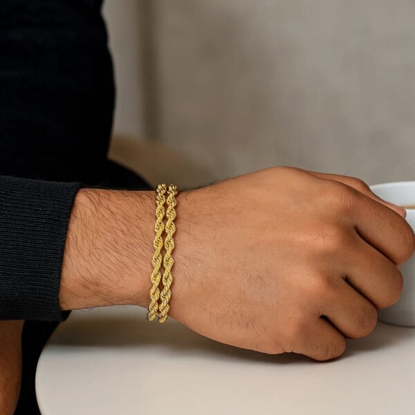 14k Yellow Gold Dual Row Rope Bracelet (4.80 mm) - alternate view 5