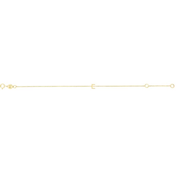 14K Yellow Gold Mini Initial E Bracelet - alternate view 2