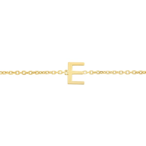 14K Yellow Gold Mini Initial E Bracelet - alternate view 3