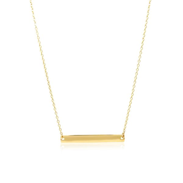 14k Yellow Gold Smooth Flat Horizontal Bar Style Necklace - alternate view 2