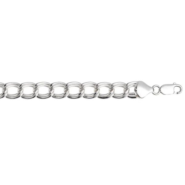 Sterling Silver Ridged Circular Chain Bracelet with Rhodium Plating (6.00 mm) - alternate view 2