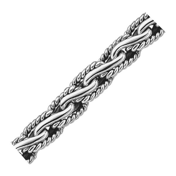 Oxidized Sterling Silver Mens Chain Bracelet in a Cable Motif (8.50 mm) - alternate view 2