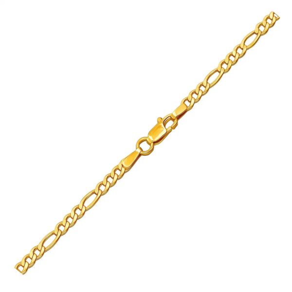 14k Yellow Gold Solid Figaro Bracelet (2.80 mm) - alternate view 2