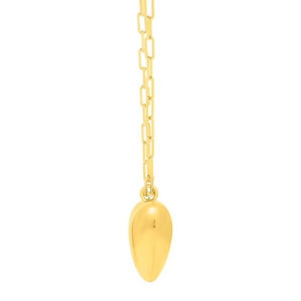 Sterling Silver Gold Plated Large Puffed Heart Long Necklace - alternate view 3