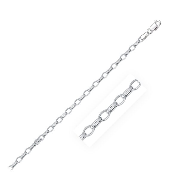 14k White Gold Oval Rolo Bracelet (3.20 mm)
