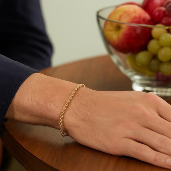 14k Yellow Gold Solid Rope Bracelet (3.00 mm) - alternate view 4