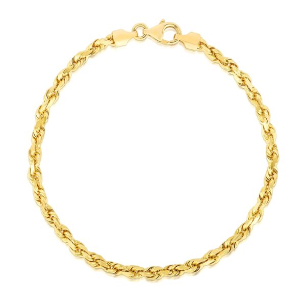 14k Yellow Gold Solid Diamond Cut Rope Bracelet (4.00 mm) - alternate view 2