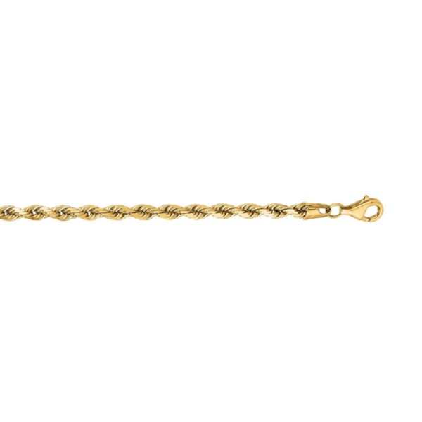 14k Yellow Gold Solid Diamond Cut Rope Bracelet (4.00 mm) - alternate view 4
