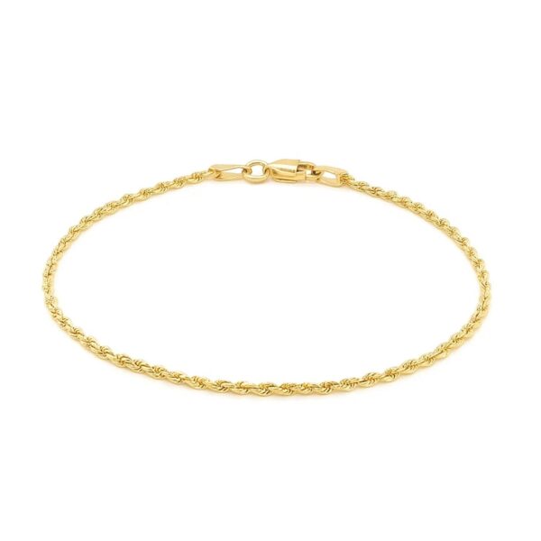 14k Yellow Gold Solid Diamond Cut Rope Bracelet (1.60 mm) - alternate view 2