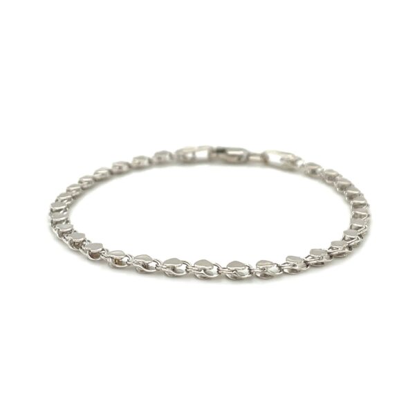 14k White Gold Heart Bracelet (3.00 mm) - alternate view 2