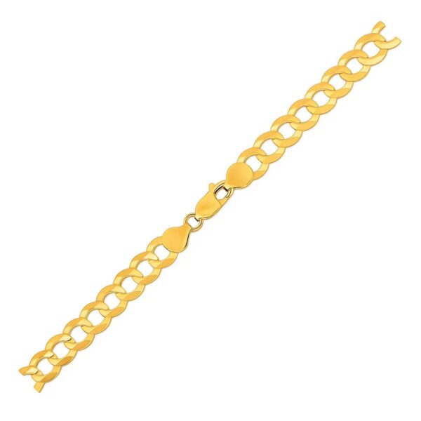 14k Yellow Gold Solid Curb Bracelet (7.00 mm) - alternate view 2