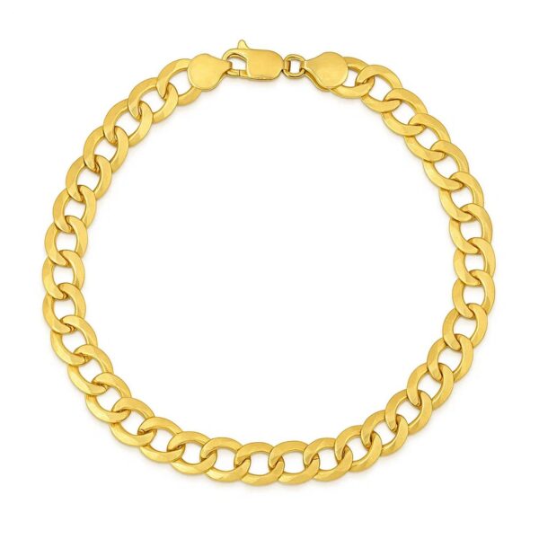 14k Yellow Gold Solid Curb Bracelet (7.00 mm) - alternate view 3